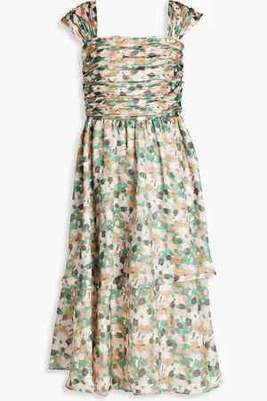 MIKAEL AGHAL Tiered fil coupé midi dress