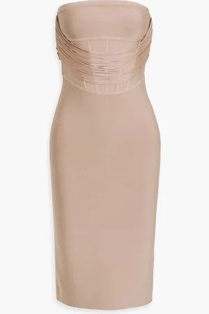 Hervé Léger Strapless fringed bandage dress - Neutral