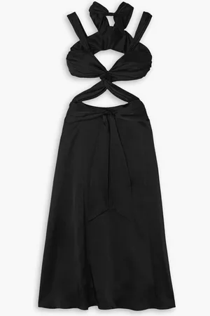 HALPERN Cutout twisted satin midi dress