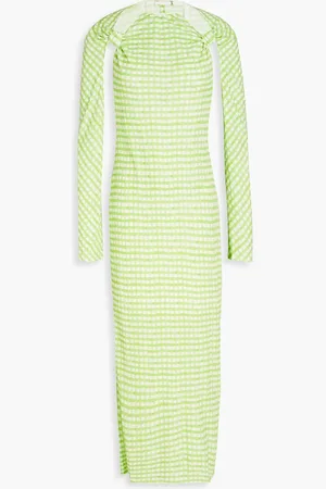 Jacquemus Nodi gingham cutout stretch-jersey midi dress - Green
