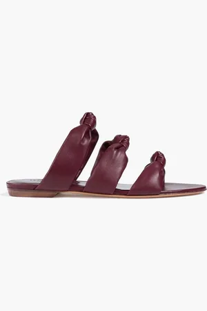 Le Monde Beryl Knotted leather slides - Purple