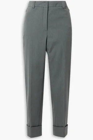 AKRIS Maxima stretch-cotton and silk-blend tapered pants - Gray