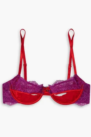 FLEUR DU MAL Naomi stretch-lace and silk-blend satin balconette bra