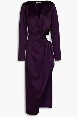 Nicholas Twist-front cutout satin dress - Purple