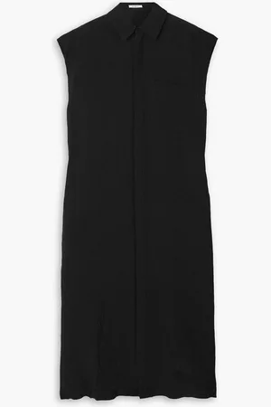 Gauchere Frayed crepe de chine midi shirt dress