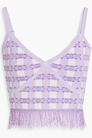 Baum und Pferdgarten Cypress cropped checked jacquard-knit top - Purple