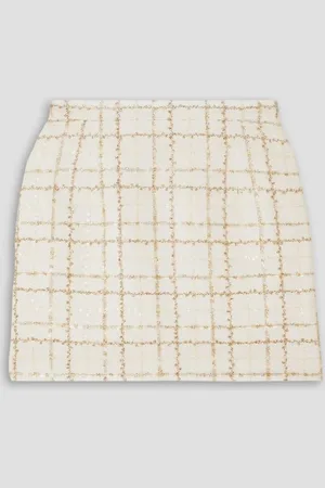 Alessandra Rich Checked sequin-embellished metallic tweed mini skirt