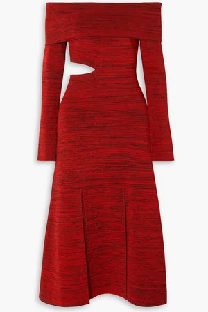 Proenza Schouler Off-the-shoulder cutout stretch-knit midi dress - Red