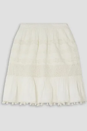 ULLA JOHNSON Amelia crochet-trimmed cotton-blend poplin mini skirt - White