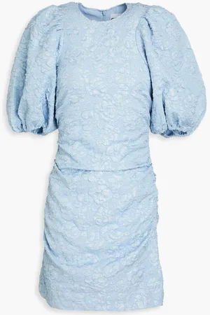 Ganni Cloqué mini dress - Blue