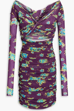 Serafini Cutout twisted floral-print tulle mini dress