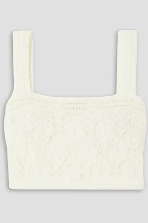 LE KASHA Kebira cropped crocheted linen tank - White