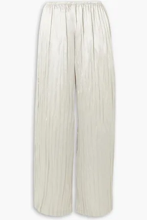 Interior The Twiggy pleated satin wide-leg pants - Gray