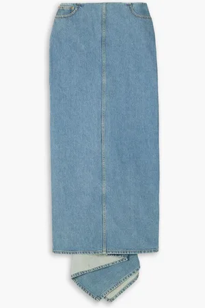 MAGDA BUTRYM Draped denim maxi skirt - Blue