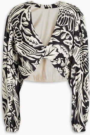 JOHANNA ORTIZ Belle Tropic cropped floral-print TENCEL™-poplin blouse