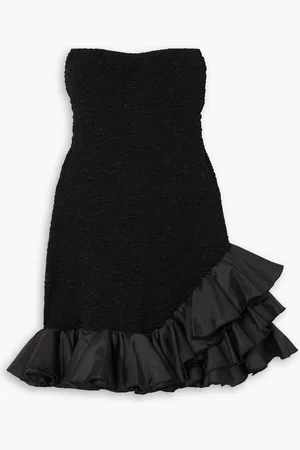 Leslie Amon Carmen ruffled shell-trimmed stretch-jacquard mini dress