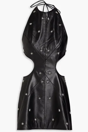 MATÉRIEL by Aleksandre Akhalkatsishvili Stars Around embellished faux leather mini halterneck dress