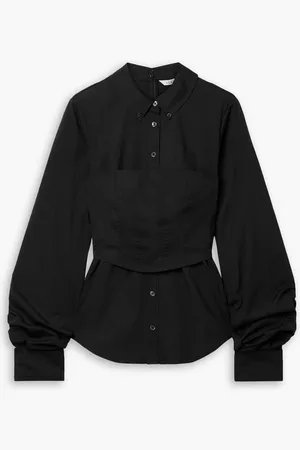 VERONICA BEARD Keora layered stretch-cotton poplin shirt