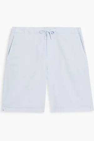 Frescobol Carioca Sergio cotton-blend twill drawstring shorts - Blue