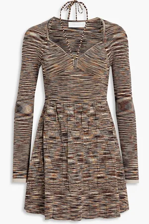 Simkhai Selena spaced-dyed ribbed-knit halterneck mini dress