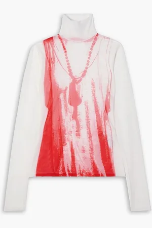 Maison Margiela Printed mesh turtleneck top