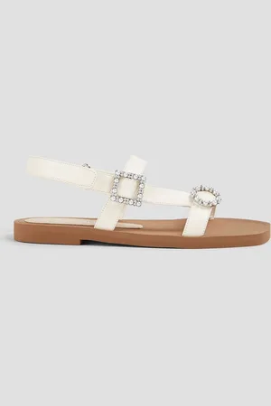 Stuart Weitzman Embellished leather sandals - White