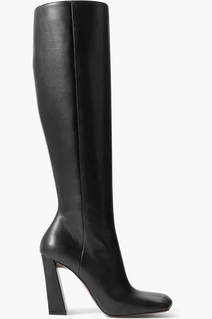 Amina Muaddi Marine leather knee boots