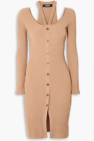 ANDREADAMO Layered ribbed-knit dress - Neutral