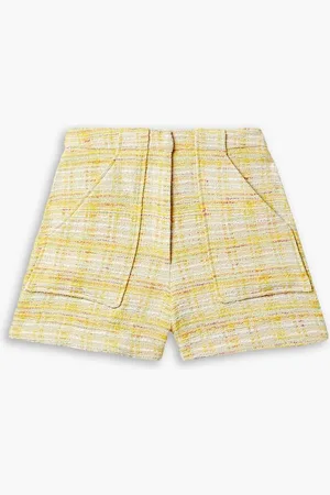 Lisa Marie Fernandez Tennis checked cotton-blend tweed shorts - Yellow