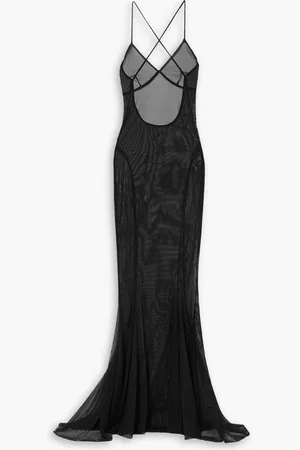 Norma Kamali Open-back stretch-mesh gown