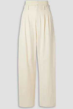 MONSE Layered wool-blend twill wide-leg pants - White