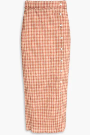 Altuzarra Gingham cloqué midi skirt - Orange