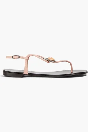 Giuseppe Zanotti Embellished leather thong sandals - Pink