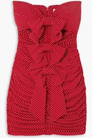 ALEXANDRE VAUTHIER Strapless bow-detailed cutout polka-dot stretch-jersey mini dress