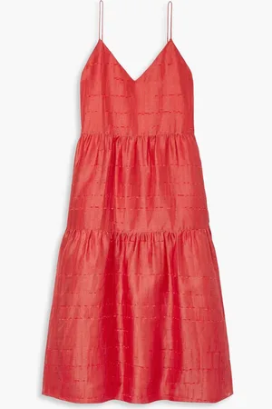 Lafayette 148 Hartford tiered linen-blend jacquard midi dress