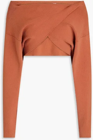 A.L.C. Greer twist-front ribbed-knit bolero - Brown