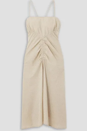 Proenza Schouler Ruched gingham woven midi dress - White