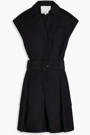 3.1 Phillip Lim Pleated belted cotton-blend poplin playsuit