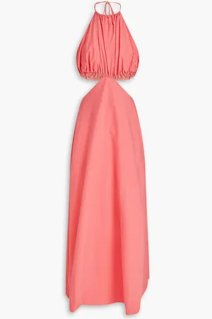 Bondi Born Mahina cutout cotton-poplin halterneck maxi dress - Orange