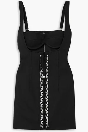 DION LEE Studded cutout stretch cotton twill mini dress