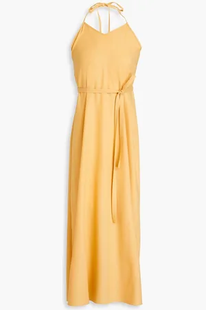 Giuliva Heritage Collection Belted wool-crepe halterneck maxi dress - Yellow