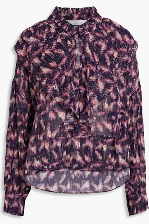 IRO Tchami ruffled printed fil coupé georgette blouse - Purple