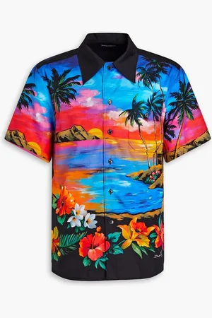 Dolce & Gabbana Logo-print cotton-poplin shirt - Blue