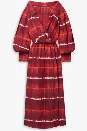 Altuzarra Lyddy off-the-shoulder tie-dyed linen and cupro-blend maxi dress - Burgundy