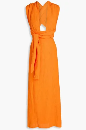 FAITHFULL THE BRAND Tropiques convertible crinkled linen-blend maxi dress