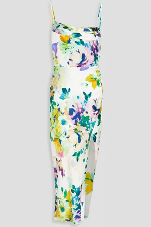 Nicholas Draped floral-print silk-satin midi dress