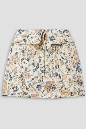 ULLA JOHNSON Dimi quilted floral-print silk mini wrap skirt - White