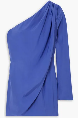 GAUGE81 Oria one-sleeve draped silk-satin mini dress - Blue