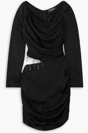 Ahluwalia Femi cutout draped bead-embellished moire mini dress