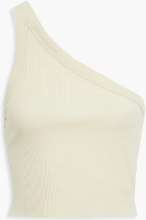 WSLY The Rivington one-shoulder ribbed Tencel-blend jersey tank - White